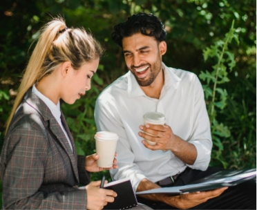 Couple having coffee