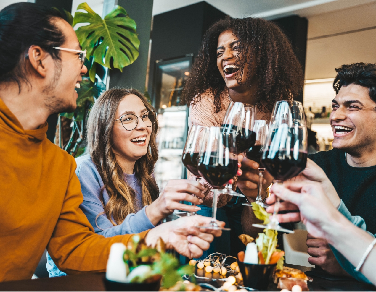 Group of friends drinking wine